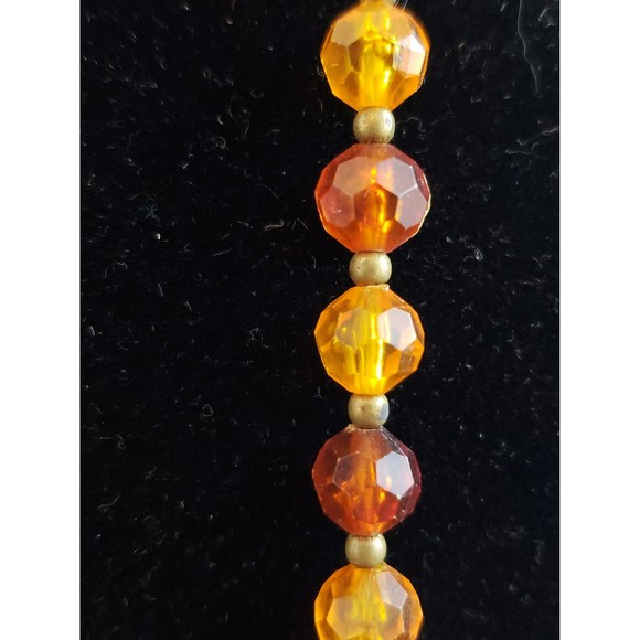 Vintage Unsigned 56" Long Strand Brown, Orange Gold Tone Plastic Bead Necklace - Picture 3 of 8
